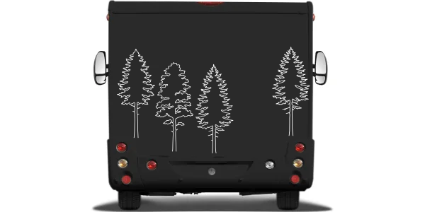 Auto Aufkleber Bäume Line Art