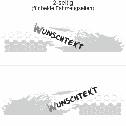 Autoaufkleber Waben und Klecks - Ansicht zweiseitig für beide Fahrzeugseiten