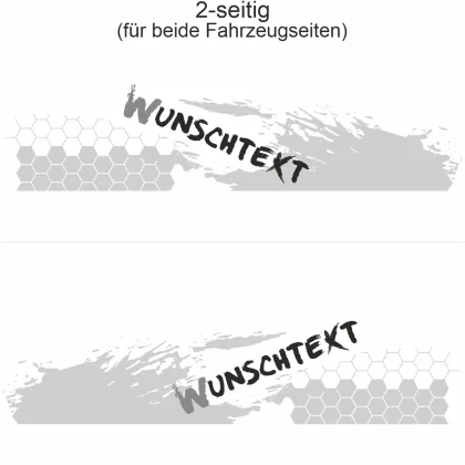 Autoaufkleber Waben und Klecks - Ansicht zweiseitig für beide Fahrzeugseiten