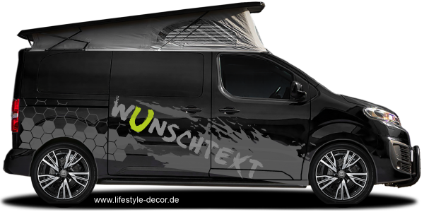 Preview: Auto Aufkleber Polygon Dekor auf dunklem Campervan