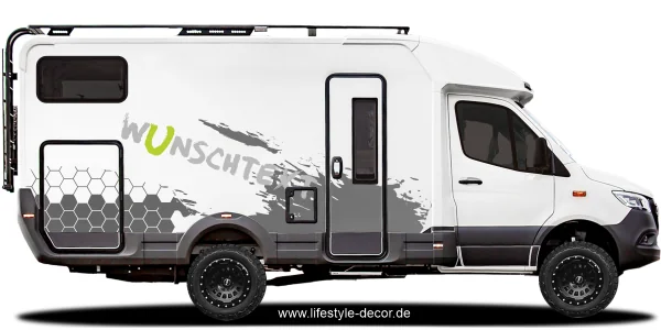 Auto Aufkleber Polygon Dekor auf Reisemobil