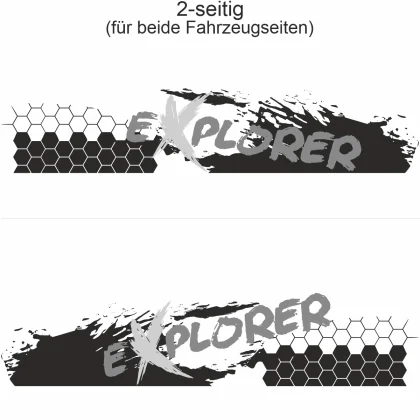 Auto Aufkleber Polygon Dekor - Ansicht zweiseitig für beide Fahrzeugseiten