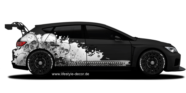 Preview: Autoaufkleber Klecks Design Totenköpfe Reifenspur Preview: Autoaufkleber Klecks Design Totenköpfe Reifenspur