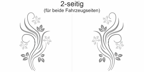 Auto Sticker Traumhaftes Blumenornament - Ansicht zweiseitig für beide Fahrzeugseiten