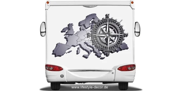 Autoaufkleber 3D Europakarte mit Windrose