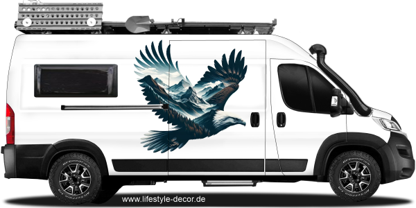 Preview: Autoaufkleber Adler mit Berglandschaft