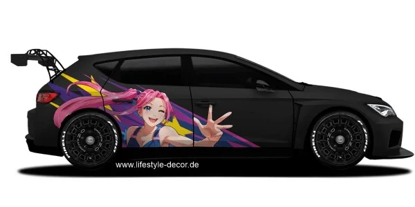 Autoaufkleber Anime Star auf dunklem Sportscar