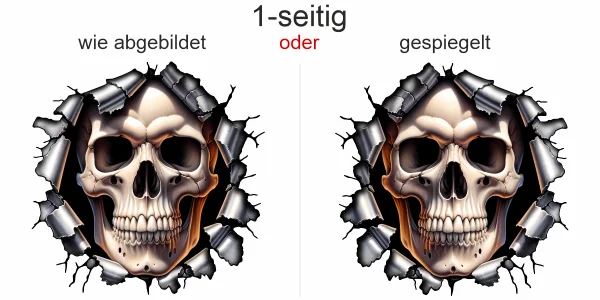 Autoaufkleber Aufgerissene Karosserie mit Totenkopf - Ansicht Ausrichtung