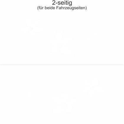 Autoaufkleber mit Blumen Ornament und Schmetterling - Ansicht zweiseitig für beide Fahrzeugseiten und Farbauswahl