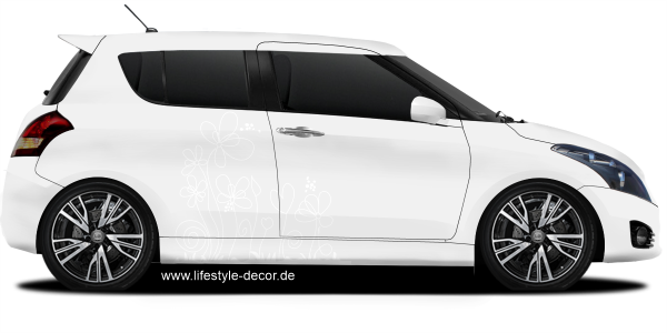 Preview: Autoaufkleber Blumenwiese Preview: Autoaufkleber Blumenwiese | hochwertige Autofolie auf hellem PKW - Ansicht Farbauswahl