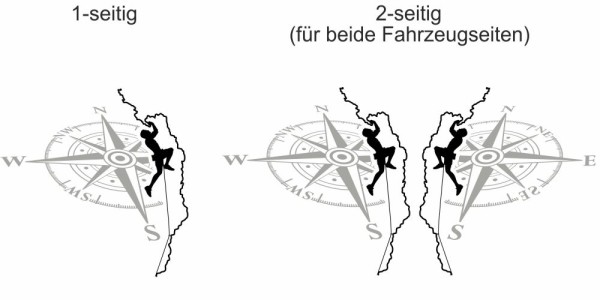 Preview: Autoaufkleber Climbing mit Kompass