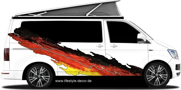 Autoaufkleber Deutschland Flagge auf Fahrzeugseite von Camper