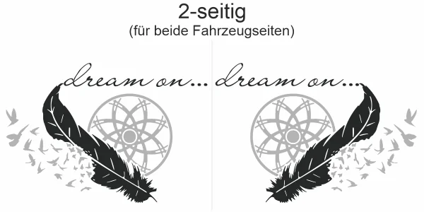 Autoaufkleber Traumfänger - Ansicht zweiseitig für beide Fahrzeugseiten