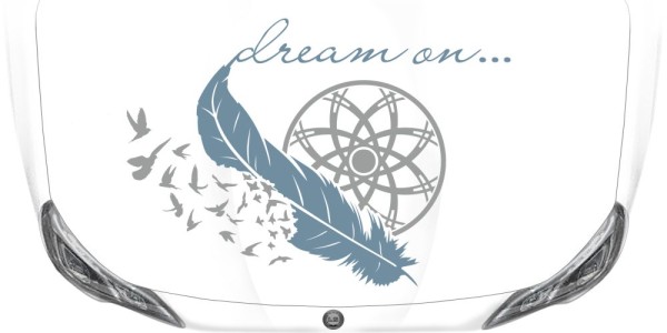 Preview: Autoaufkleber Dream on Preview: Autoaufkleber Traumfänger auf heller Motorhaube