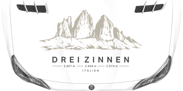 Preview: Autoaufkleber Drei Zinnen auf heller Motorhaube