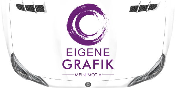 Autoaufkleber Eigene Grafik einfarbig auf heller Motorhaube