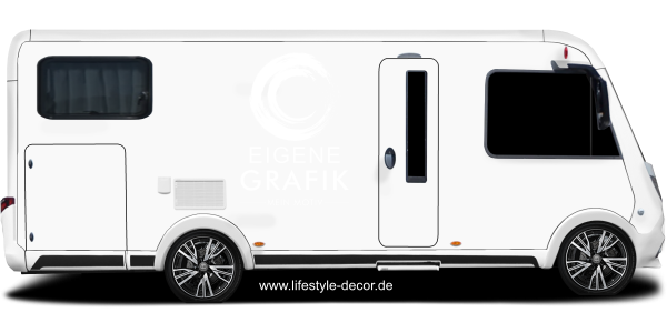 Preview: Autoaufkleber Eigene Grafik einfarbig - Ansicht Farbauswahl auf hellem Wohnmobil