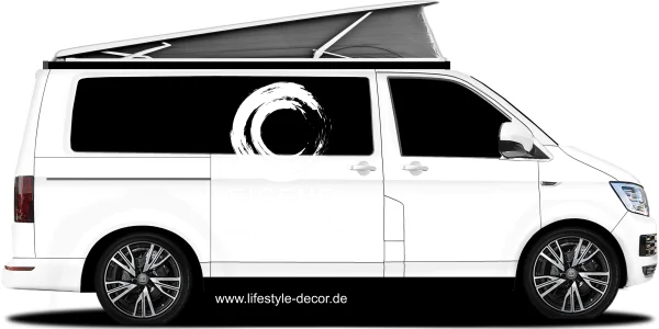 Autoaufkleber Eigene Grafik einfarbig - Ansicht Farbauswahl auf hellem Campervan