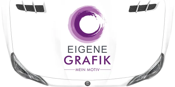 Autoaufkleber Eigene Grafik mehrfarbig auf heller Motorhaube