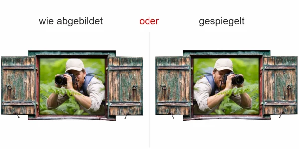 Autoaufkleber Eigenes Foto mit Fensterklappladen - Ansicht Ausrichtung