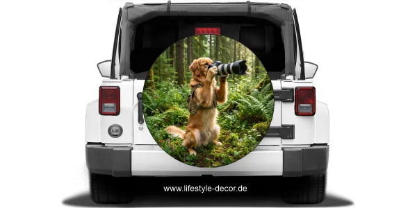 Autoaufkleber Eigenes Foto von Ihrem HundRund auf heller Ersatzradabdeckung