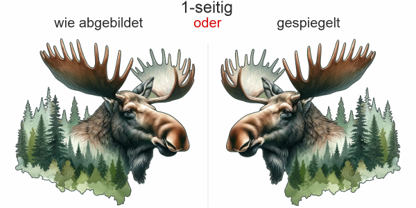 Preview: Autoaufkleber Elch im Wald Preview: Autoaufkleber Elch im Wald - Ansicht Ausrichtung