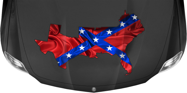 Preview: Autoaufkleber Fahne der Südstaaten von Amerika als Silhouette auf dunkler Motorhaube