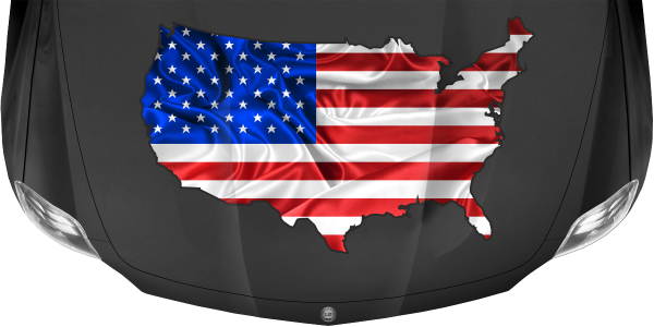 Preview: Autoaufkleber Fahne der USA als Silhouette auf dunkler Motorhaube