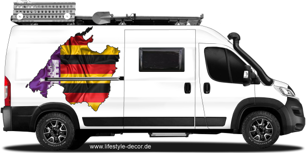 Preview: Autoaufkleber Fahne und Umriss vom 17. Bundesland auf Fahrzeugseite von Camper