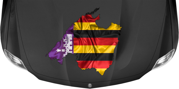 Preview: Autoaufkleber Fahne und Umriss vom 17. Bundesland auf dunkler Motorhaube
