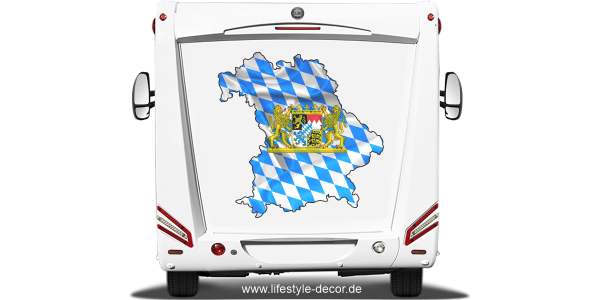 Preview: Autoaufkleber Fahne und Umriss von Bayern Preview: Autoaufkleber Fahne und Umriss von Bayern