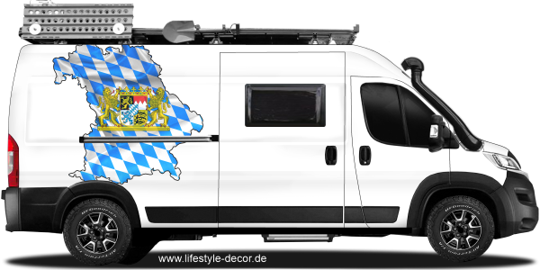 Preview: Autoaufkleber Fahne und Umriss von Bayern Preview: Autoaufkleber Fahne und Umriss von Bayern