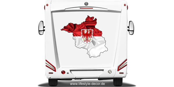 Preview: Autoaufkleber Fahne und Umriss von Brandenburg Preview: Autoaufkleber Fahne und Umriss von Brandenburg