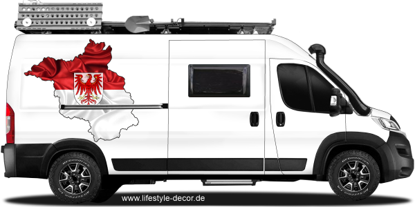 Preview: Autoaufkleber Fahne und Umriss von Brandenburg Preview: Autoaufkleber Fahne und Umriss von Brandenburg
