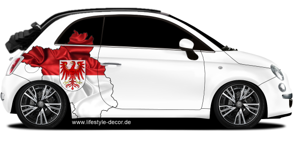 Preview: Autoaufkleber Fahne und Umriss von Brandenburg Preview: Autoaufkleber Fahne und Umriss von Brandenburg