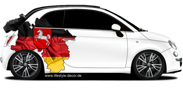 Preview: Autoaufkleber Fahne und Umriss von Niedersachsen Preview: Autoaufkleber Fahne und Umriss von Niedersachsen