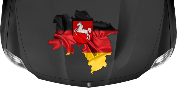 Preview: Autoaufkleber Fahne und Umriss von Niedersachsen Preview: Autoaufkleber Fahne und Umriss von Niedersachsen
