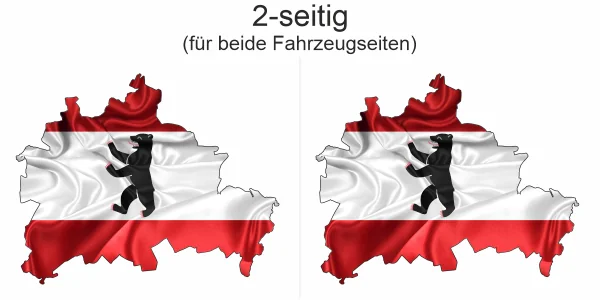 Autoaufkleber Fahne und Umriss von Berlin - Ansicht zweiseitig für beide Fahrzeugseiten