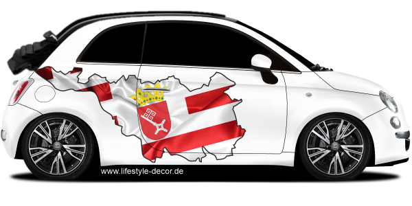 Preview: Autoaufkleber Fahne und Umriss von Bremen Preview: Autoaufkleber Fahne und Umriss von Bremen