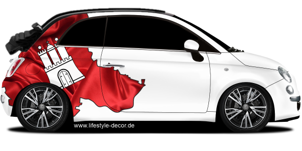Preview: Autoaufkleber Fahne und Umriss von Hamburg Preview: Autoaufkleber Fahne und Umriss von Hamburg