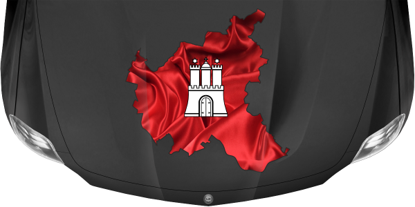 Preview: Autoaufkleber Fahne und Umriss von Hamburg Preview: Autoaufkleber Fahne und Umriss von Hamburg