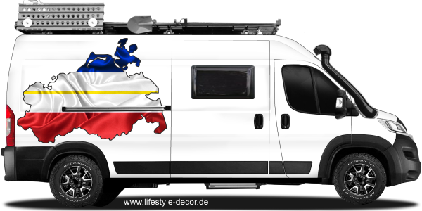 Preview: Autoaufkleber Fahne und Umriss von Mecklenburg-Vorpommern Preview: Autoaufkleber Fahne und Umriss von Mecklenburg-Vorpommern