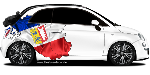 Preview: Autoaufkleber Fahne und Umriss von Schleswig-Holstein Preview: Autoaufkleber Fahne und Umriss von Schleswig-Holstein