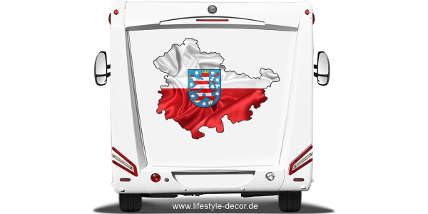 Preview: Autoaufkleber Fahne und Umriss von Thüringen Preview: Autoaufkleber Fahne und Umriss von Thüringen