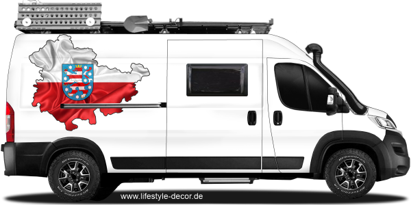 Preview: Autoaufkleber Fahne und Umriss von Thüringen Preview: Autoaufkleber Fahne und Umriss von Thüringen
