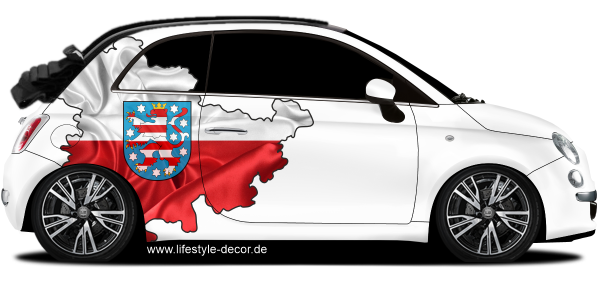 Preview: Autoaufkleber Fahne und Umriss von Thüringen Preview: Autoaufkleber Fahne und Umriss von Thüringen