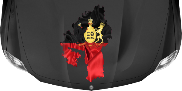 Preview: Autoaufkleber Fahne und Umriss von Württemberg auf dunkler Motorhaube