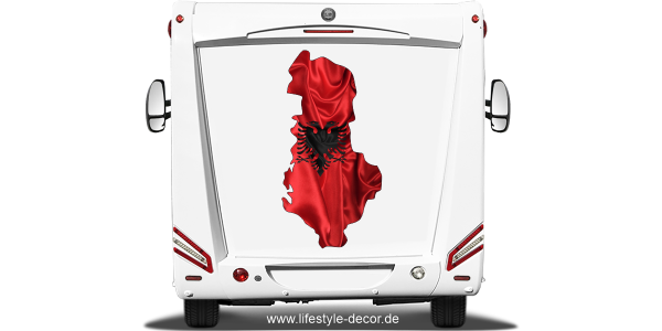 Preview: Autoaufkleber Fahne von Albanien als Silhouette