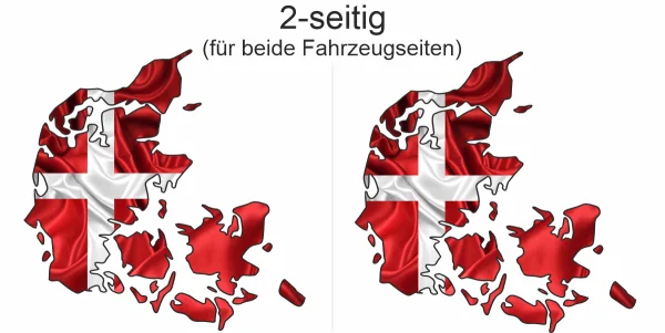 Autoaufkleber Fahne von Dänemark als Silhouette - Ansicht zweiseitig für beide Fahrzeugseiten