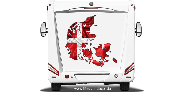 Preview: Autoaufkleber Fahne von Dänemark als Silhouette